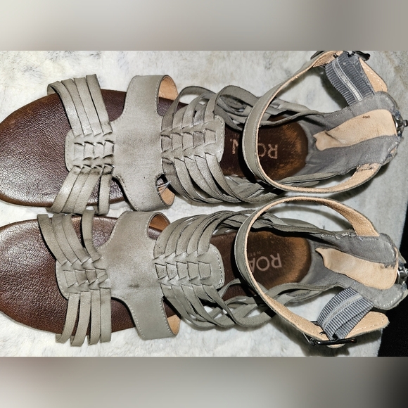 Roan Flat Distressed Gray Gladiator Sandals with Ankle Straps Size 9 - Picture 9 of 9